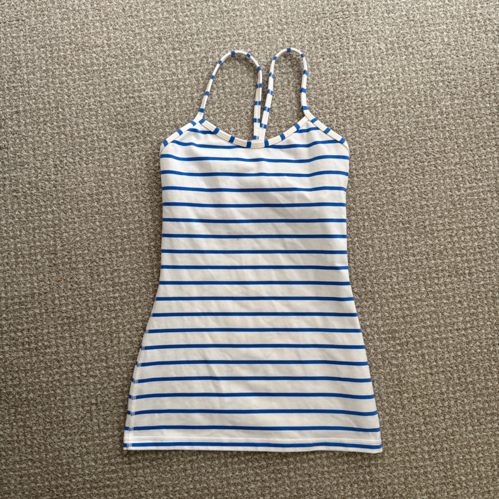 Lululemon size 2 Striped Blue and White Tank Top with built-in bra